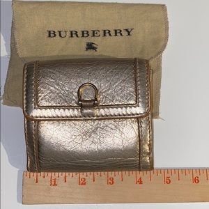 Burberry Horsebit Gold Wallet with plaid lining